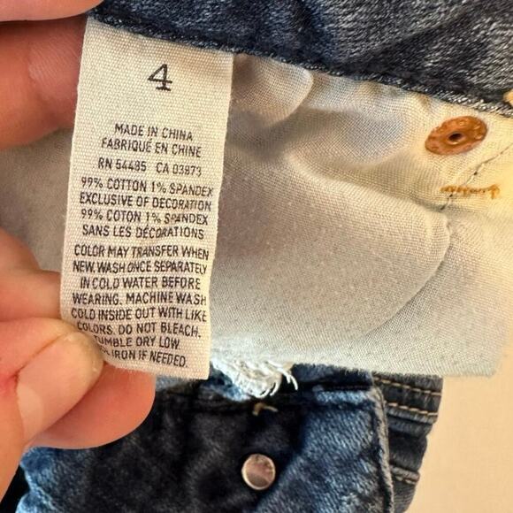 American Eagle Y2K Style Denim Micro Mini Cuffed Short Shorts Size 4 Preppy - Picture 5 of 7